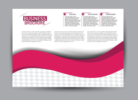 Flyer, brochure, billboard template design landscape orientation for business, education, school, presentation, website. Pink color. Editable vector illustration.のイラスト素材