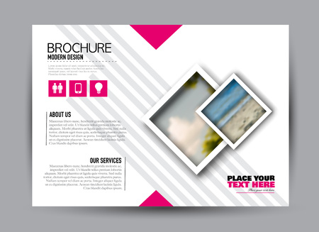 Flyer, brochure, billboard template design landscape orientation for business, education, school, presentation, website. Pink color. Editable vector illustration.のイラスト素材