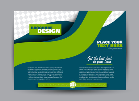 Flyer, brochure, billboard template design landscape orientation for business, education, school, presentation, website. Blue and green color. Editable vector illustration.のイラスト素材