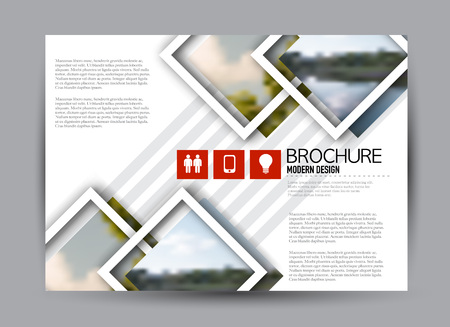 Flyer, brochure, billboard template design landscape orientation for business, education, school, presentation, website. Red color. Editable vector illustration.のイラスト素材