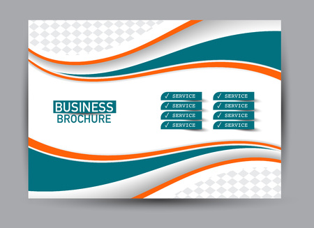 Flyer, brochure, billboard template design landscape orientation for business, education, school, presentation, website. Green and orange color. Editable vector illustration.のイラスト素材