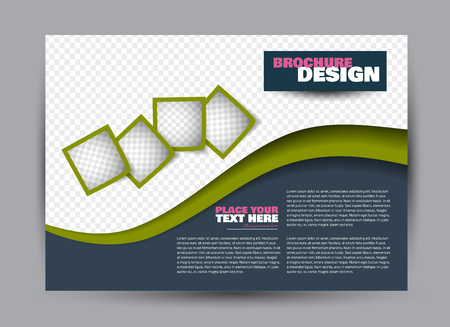 Flyer, brochure, billboard template design landscape orientation for business, education, school, presentation, website. Pink and green color. Editable vector illustration.のイラスト素材