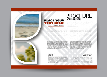 Flyer, brochure, billboard template design landscape orientation for business, education, school, presentation, website. Red color. Editable vector illustration.のイラスト素材