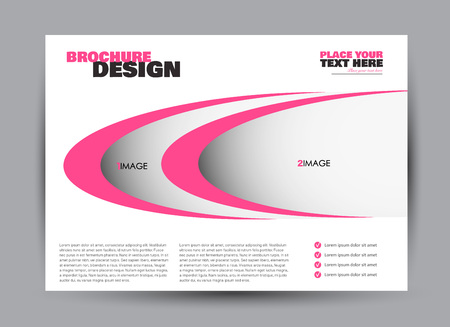 Flyer, brochure, billboard template design landscape orientation for business, education, school, presentation, website. Pink color. Editable vector illustration.のイラスト素材