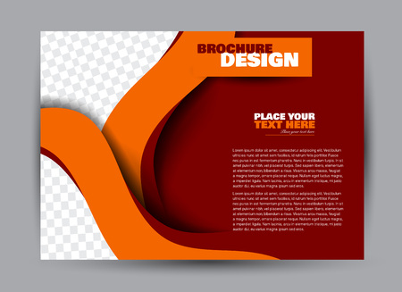 Flyer, brochure, billboard template design landscape orientation for business, education, school, presentation, website. Red and orange color. Editable vector illustration.のイラスト素材