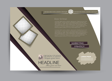 Flyer, brochure, billboard template design landscape orientation for business, education, school, presentation, website. Brown color. Editable vector illustration.のイラスト素材