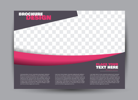 Flyer, brochure, billboard template design landscape orientation for business, education, school, presentation, website.Pink and grey color. Editable vector illustration.のイラスト素材