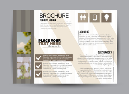 Flyer, brochure, billboard template design landscape orientation for business, education, school, presentation, website. Brown color. Editable vector illustration.のイラスト素材