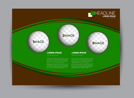 Flyer, brochure, billboard template design landscape orientation for business, education, school, presentation, website. Green and brown color. Editable vector illustration.のイラスト素材