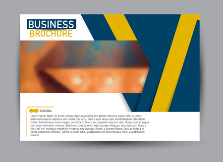Flyer, brochure, billboard template design landscape orientation for business, education, school, presentation, website. Blue and orange color. Editable vector illustration.のイラスト素材