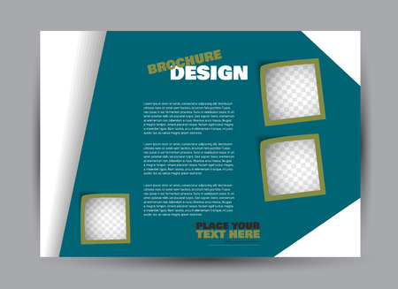 Flyer, brochure, billboard template design landscape orientation for business, education, school, presentation, website. Green color. Editable vector illustration.のイラスト素材