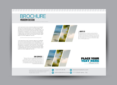 Flyer, brochure, billboard template design landscape orientation for business, education, school, presentation, website. Blue color. Editable vector illustration.のイラスト素材