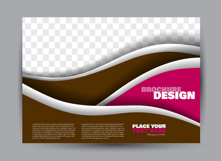 Flyer, brochure, billboard template design landscape orientation for business, education, school, presentation, website. Brown and pink color. Editable vector illustration.のイラスト素材