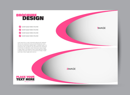 Flyer, brochure, billboard template design landscape orientation for business, education, school, presentation, website. Pink color. Editable vector illustration.のイラスト素材
