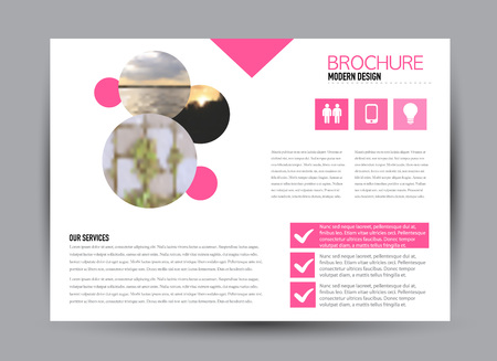 Flyer, brochure, billboard template design landscape orientation for business, education, school, presentation, website. Pink color. Editable vector illustration.のイラスト素材
