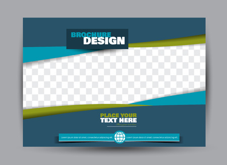 Flyer, brochure, billboard template design landscape orientation for business, education, school, presentation, website. Blue and green color. Editable vector illustration.のイラスト素材