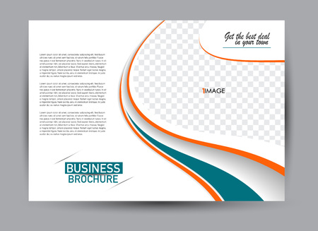 Flyer, brochure, billboard template design landscape orientation for business, education, school, presentation, website. Green and orange color. Editable vector illustration.のイラスト素材