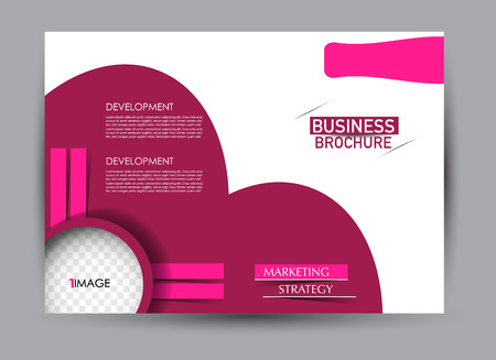 Flyer, brochure, billboard template design landscape orientation for business, education, school, presentation, website. Pink color. Editable vector illustration.のイラスト素材