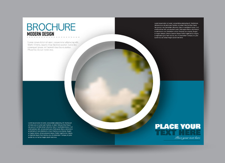 Flyer, brochure, billboard template design landscape orientation for business, education, school, presentation, website. Blue color. Editable vector illustration.のイラスト素材