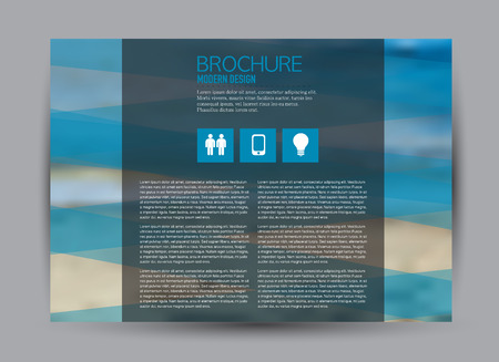 Flyer, brochure, billboard template design landscape orientation for business, education, school, presentation, website. Blue color. Editable vector illustration.のイラスト素材