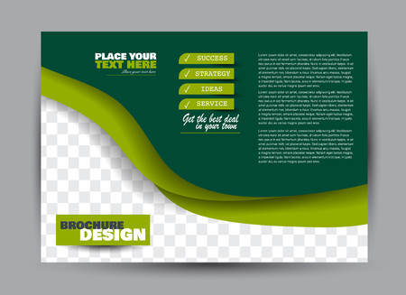 Flyer, brochure, billboard template design landscape orientation for business, education, school, presentation, website. Green color. Editable vector illustration.のイラスト素材
