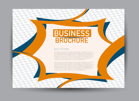 Flyer, brochure, billboard template design landscape orientation for business, education, school, presentation, website. Blue and orange color. Editable vector illustration.のイラスト素材