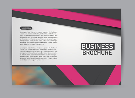 Flyer, brochure, billboard template design landscape orientation for business, education, school, presentation, website. Black and pink color. Editable vector illustration.のイラスト素材