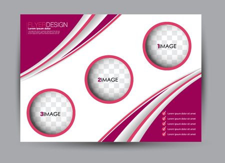 Flyer, brochure, billboard template design landscape orientation for business, education, school, presentation, website. Pink color. Editable vector illustration.のイラスト素材