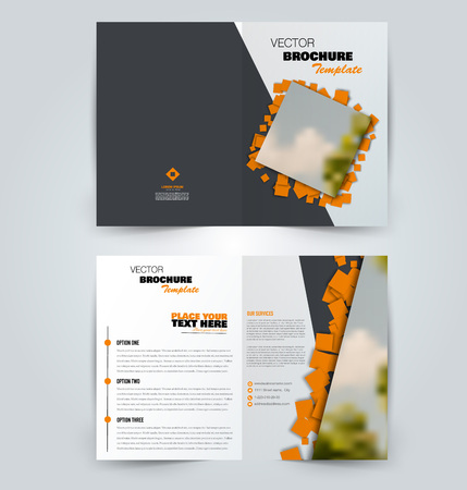 Abstract flyer design background. Brochure template. Can be used for magazine cover, business mockup, education, presentation, report. Orange color. Vector illustration.のイラスト素材