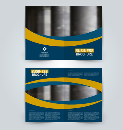 Abstract flyer design background. Brochure template. Can be used for magazine cover, business mockup, education, presentation, report. Blue and yellow color.のイラスト素材