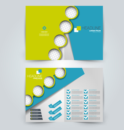 Abstract flyer design background. Brochure template. Can be used for magazine cover, business mockup, education, presentation, report. Blue and yellow color.のイラスト素材
