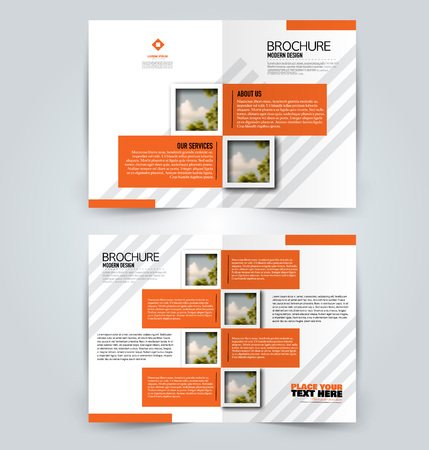 Abstract flyer design background. Brochure template. Can be used for magazine cover, business mockup, education, presentation, report. Orange color. Vector illustration.のイラスト素材