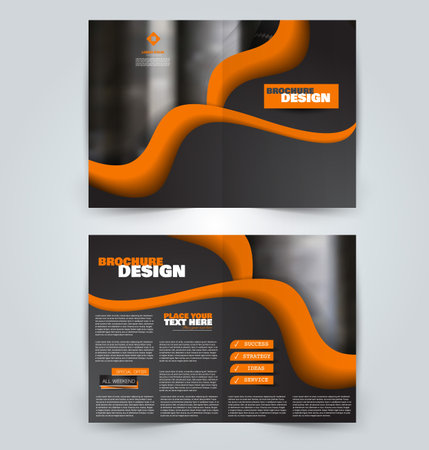 Abstract flyer design background. Brochure template. Can be used for magazine cover, business mockup, education, presentation, report. Black and orange color.のイラスト素材