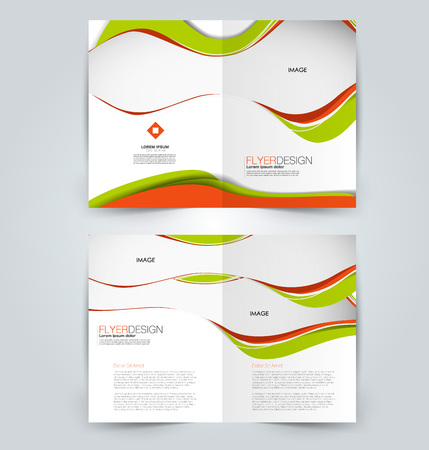 Abstract flyer design background. Brochure template. Can be used for magazine cover, business mockup, education, presentation, report. Green and orange color.のイラスト素材