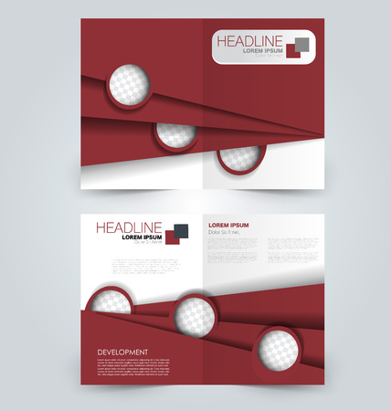 Fold brochure template. Flyer background design. Magazine or book cover, business report, advertisement pamphlet. Red color. Vector illustration.のイラスト素材