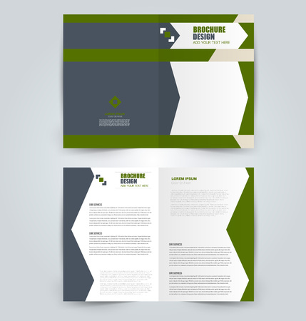 Fold brochure template. Flyer background design. Magazine or book cover, business report, advertisement pamphlet. Green color. Vector illustration.のイラスト素材
