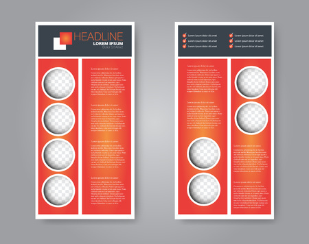 Vector flyer and leaflet design. Set of two side brochure templates for business or ediucation. Vertical banners. Orange color.のイラスト素材