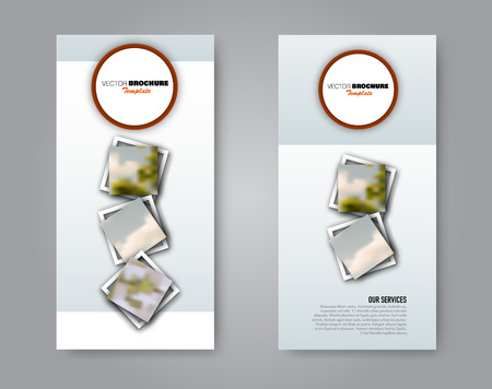 Narrow flyer and leaflet design. Set of two side brochure templates. Vertical banners. valentines day, 14 february style. Orange colors. Vector illustration mockup.のイラスト素材