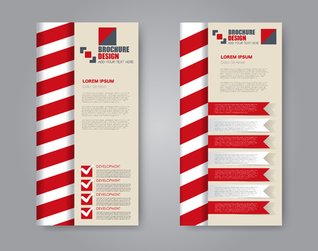 Vector flyer and leaflet design. Set of two side brochure templates. Vertical banners. Red color.のイラスト素材