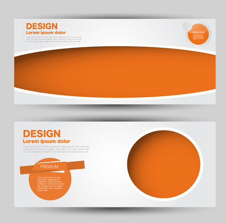 Flyer banner or web header template set. Vector illustration promotion design background. Orange color.のイラスト素材