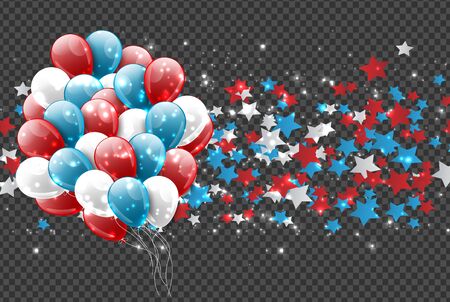 4th of July United States national Independence Day celebration glowing decoration for website or advertisement print out. Party concept. Vector illustration.のイラスト素材