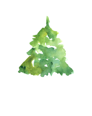 Watercolor illustration. Green fir tree.の写真素材
