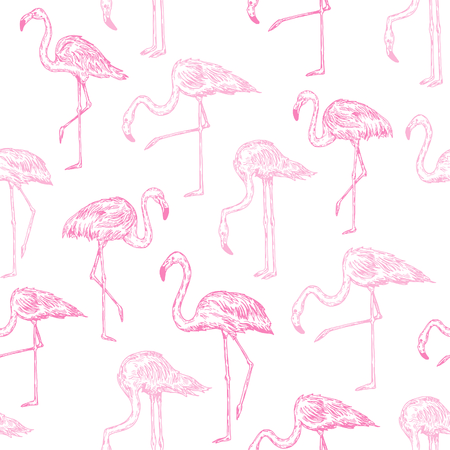 Flamingos sketch style vector illustration. Element of seamless pattern.のイラスト素材