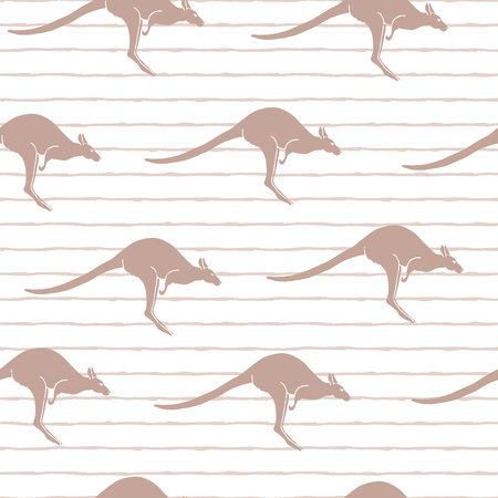 Vector illustration. Kangaroos on striped background. Element of seamless pattern.のイラスト素材