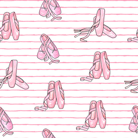 Vector illustration . Ballet accessories, pointes . Vector pen style objects set. Print design. Element of seamless pattern.のイラスト素材