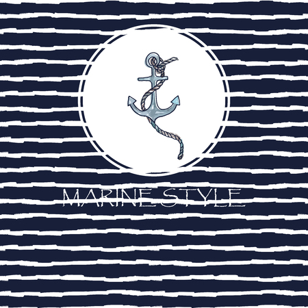 Vector illustration. Anchor on striped background. Print design. Element of seamless pattern.のイラスト素材