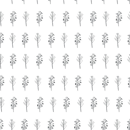 Vector illustration. Stylized trees silhouettes background. Vector seamless pattern. Fabric print element. Paper design.のイラスト素材