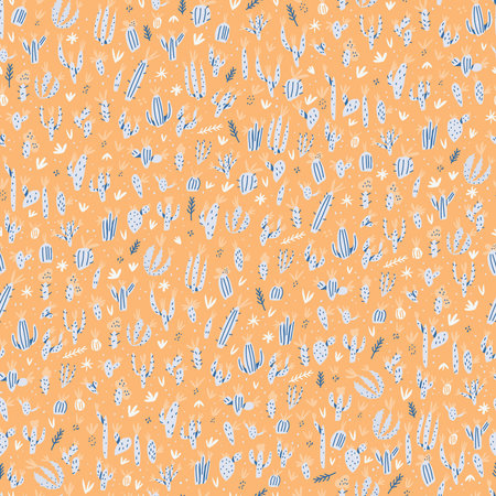Vector element of seamless pattern. Little cactus print. Template for paper design, cover, print