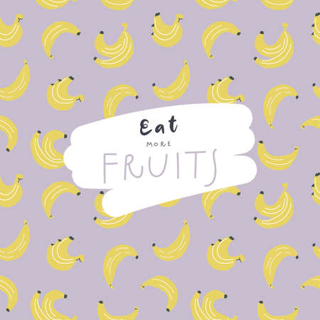 Vector element of seamless pattern. Simplified bananas on lilac backgroundのイラスト素材