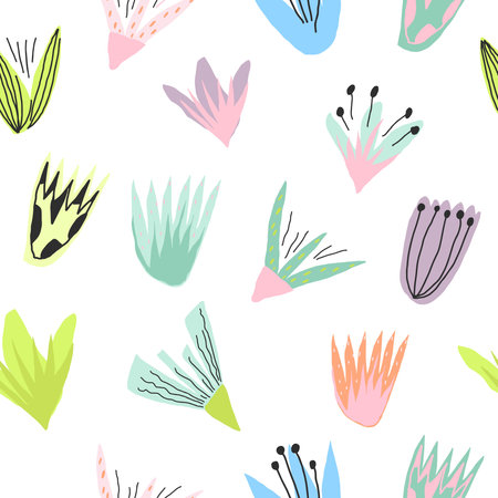 Colorful flower print Template for paper, cover, textile Vector seamless pattern